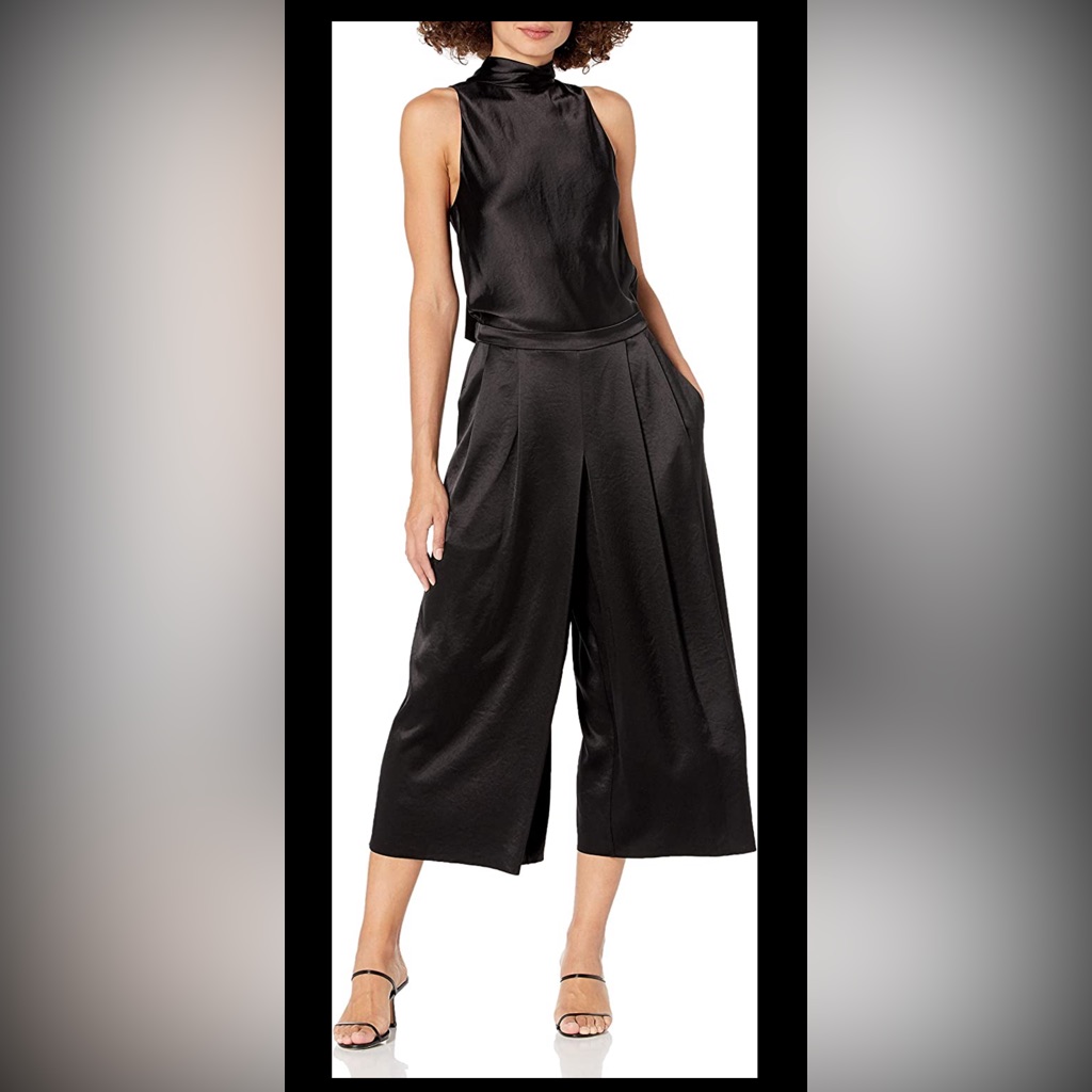 Vince Women's Tie-Neck Satin Jumpsuit In Black Nwot